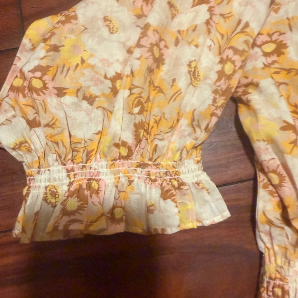 Christy Dawn Yellow Floral Puff-Sleeve Mini Dress with Smocked Waist - Picture 8 of 16